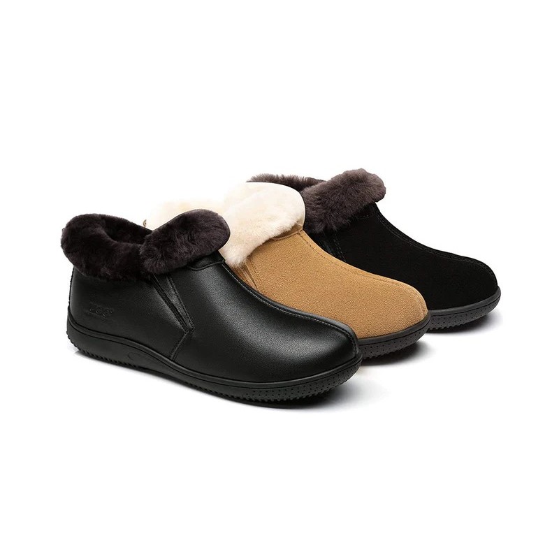 Ugg peau de mouton col de laine cheville pantoufles Daley marron