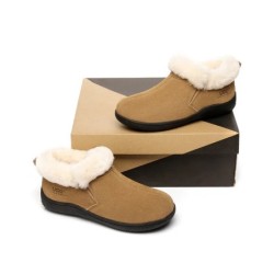 Ugg peau de mouton col de laine cheville pantoufles Daley marron