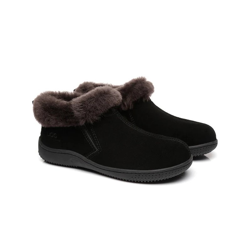 Ugg peau de mouton col de laine cheville pantoufles Daley noir