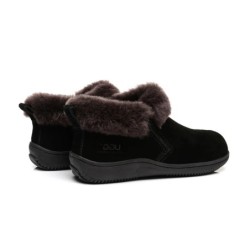 Ugg peau de mouton col de laine cheville pantoufles Daley noir