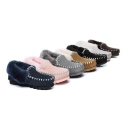 Ugg peau de mouton laine cheville pantoufles popo moccasins châtaigne