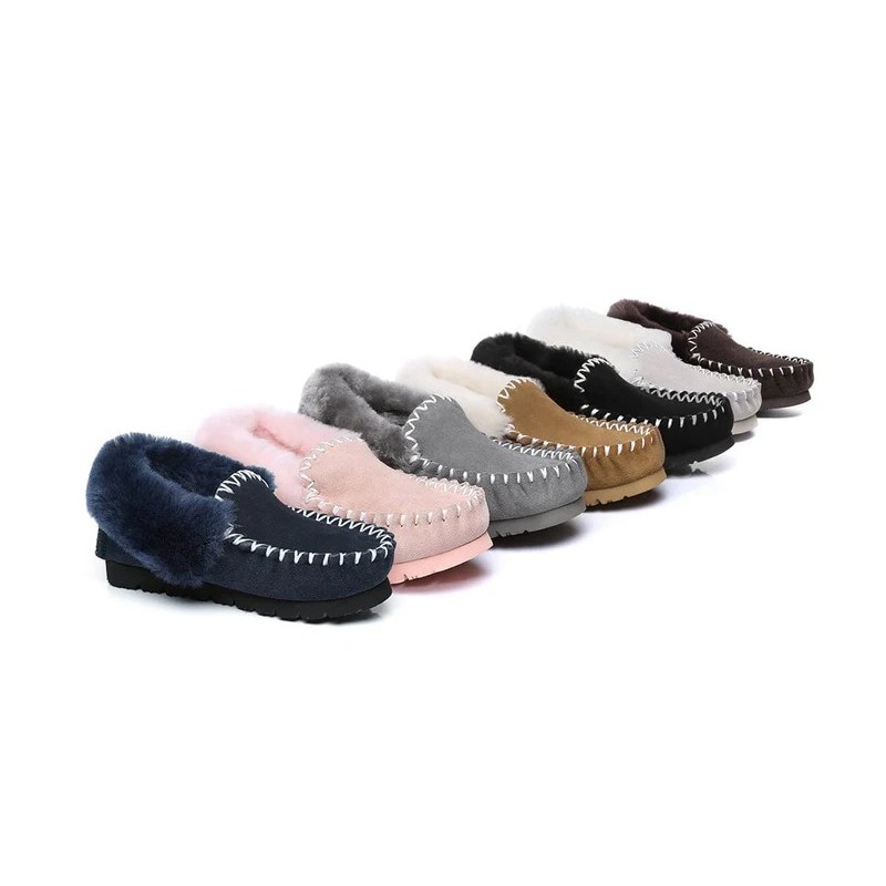 Ugg peau de mouton laine cheville pantoufles popo moccasins châtaigne