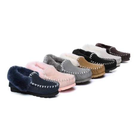 Ugg peau de mouton laine cheville pantoufles popo moccasins châtaigne