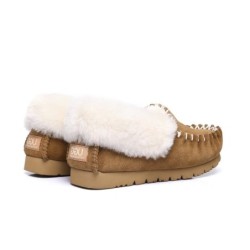 Ugg peau de mouton laine cheville pantoufles popo moccasins châtaigne