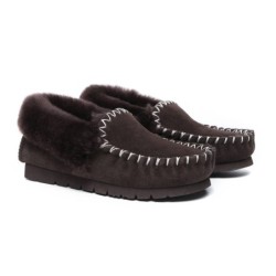 Ugg peau de mouton laine cheville pantoufles popo moccasins chocolat