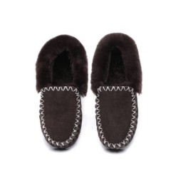 Ugg peau de mouton laine cheville pantoufles popo moccasins chocolat