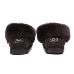 Ugg peau de mouton laine cheville pantoufles popo moccasins chocolat
