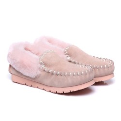 Ugg peau de mouton laine cheville pantoufles popo moccasins rose