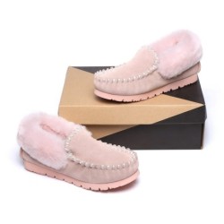Ugg peau de mouton laine cheville pantoufles popo moccasins rose