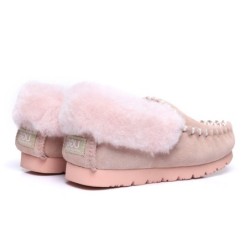 Ugg peau de mouton laine cheville pantoufles popo moccasins rose