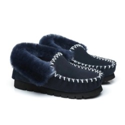 Ugg peau de mouton laine cheville pantoufles popo moccasins marine