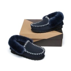 Ugg peau de mouton laine cheville pantoufles popo moccasins marine