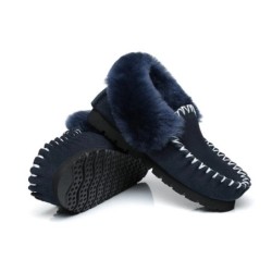 Ugg peau de mouton laine cheville pantoufles popo moccasins marine