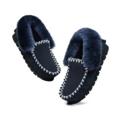 Ugg peau de mouton laine cheville pantoufles popo moccasins marine