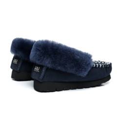 Ugg peau de mouton laine cheville pantoufles popo moccasins marine