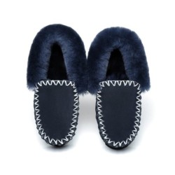 Ugg peau de mouton laine cheville pantoufles popo moccasins marine