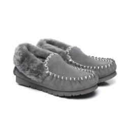 Ugg peau de mouton laine cheville pantoufles popo moccasins gris