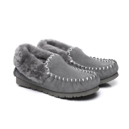 Ugg peau de mouton laine cheville pantoufles popo moccasins gris