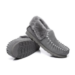 Ugg peau de mouton laine cheville pantoufles popo moccasins gris