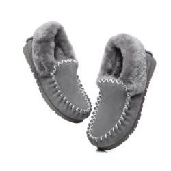Ugg peau de mouton laine cheville pantoufles popo moccasins gris