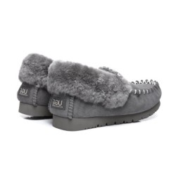 Ugg peau de mouton laine cheville pantoufles popo moccasins gris
