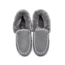 Ugg peau de mouton laine cheville pantoufles popo moccasins gris