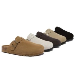 Sandales plates à boucles réglables Slip-on Slides Mason châtaigne
