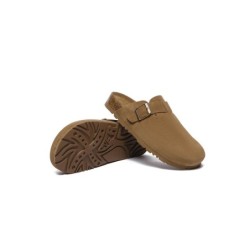 Sandales plates à boucles réglables Slip-on Slides Mason châtaigne
