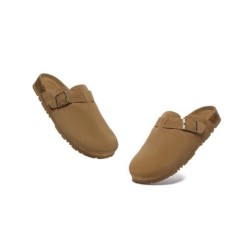 Sandales plates à boucles réglables Slip-on Slides Mason châtaigne