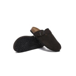 Sandales plates à boucles réglables Slip-on Slides Mason chocolat