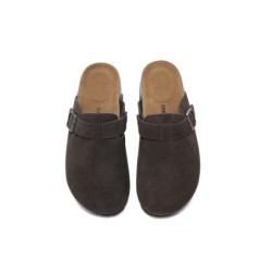 Sandales plates à boucles réglables Slip-on Slides Mason chocolat