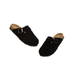 Sandales plates à boucles réglables Slip-on Slides Mason noir