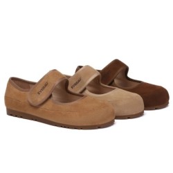 EVERAU Femmes Chaussons Bracelet réglable Mary Jane Malia châtaigne