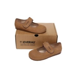 EVERAU Femmes Chaussons Bracelet réglable Mary Jane Malia châtaigne
