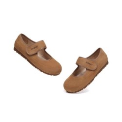 EVERAU Femmes Chaussons Bracelet réglable Mary Jane Malia châtaigne