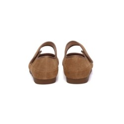 EVERAU Femmes Chaussons Bracelet réglable Mary Jane Malia châtaigne