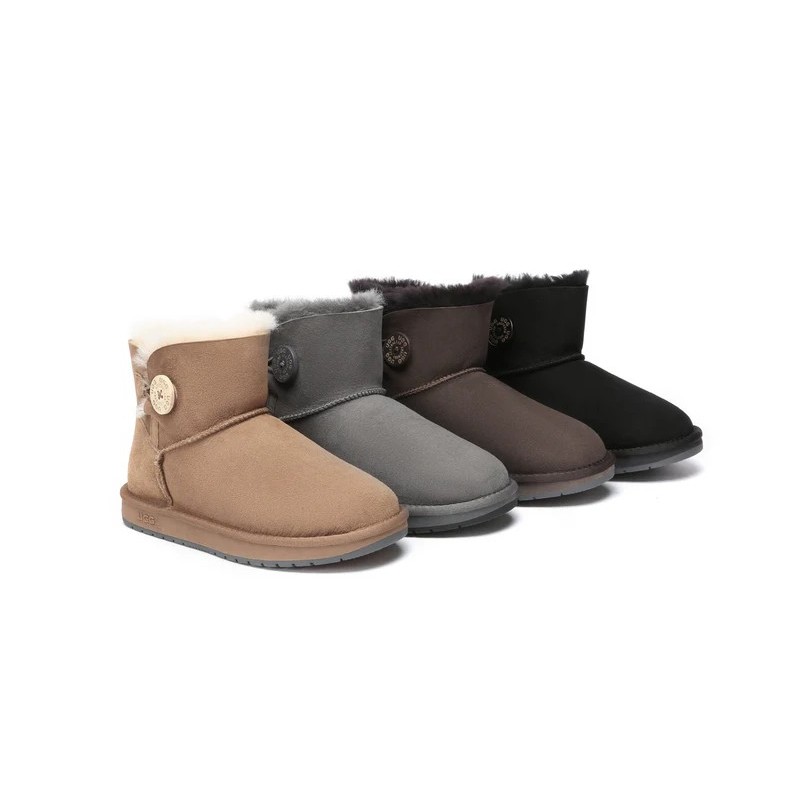 Ugg bottes double face en peau de mouton laine Mini boutons marron