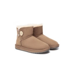 Ugg bottes double face en peau de mouton laine Mini boutons marron