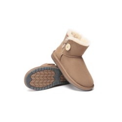 Ugg bottes double face en peau de mouton laine Mini boutons marron