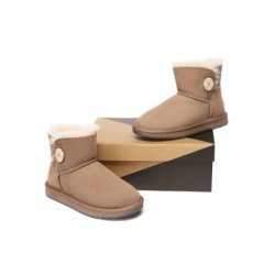 Ugg bottes double face en peau de mouton laine Mini boutons marron