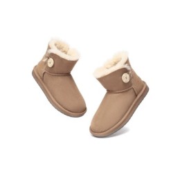Ugg bottes double face en peau de mouton laine Mini boutons marron