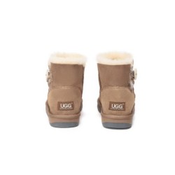 Ugg bottes double face en peau de mouton laine Mini boutons marron