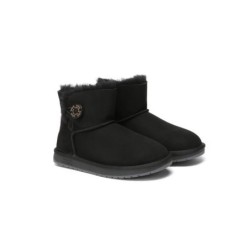 Ugg bottes double face en peau de mouton laine Mini boutons noir