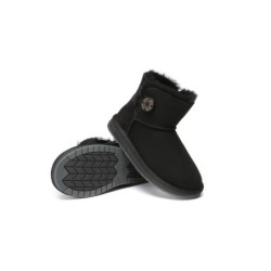 Ugg bottes double face en peau de mouton laine Mini boutons noir