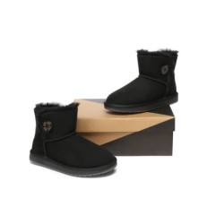 Ugg bottes double face en peau de mouton laine Mini boutons noir