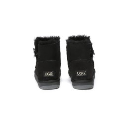 Ugg bottes double face en peau de mouton laine Mini boutons noir