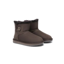 Ugg bottes double face en peau de mouton laine Mini boutons chocolat