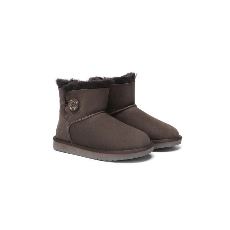 Ugg bottes double face en peau de mouton laine Mini boutons chocolat