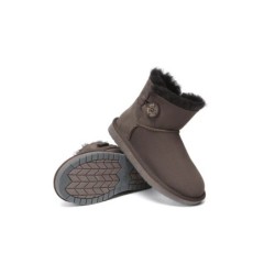 Ugg bottes double face en peau de mouton laine Mini boutons chocolat