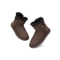 Ugg bottes double face en peau de mouton laine Mini boutons chocolat